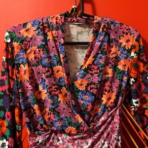 Zara floral colorful blouse long sleeve. Only worn once
